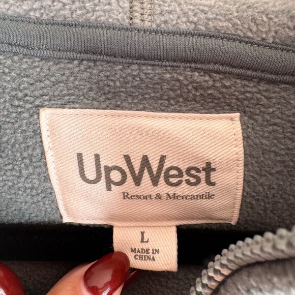 UpWest Green Blue 2 Two Tone Colorblock Fleece Hooded Full Zip Jacket Large Gorp - Picture 4 of 8